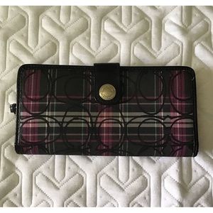 Vintage Coach Tartan Plaid Zip Wallet EUC